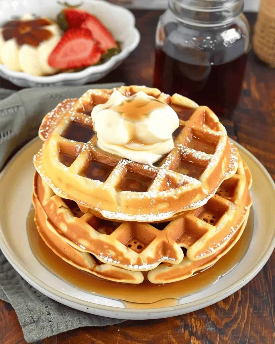 Easy Homemade Waffles Recipe with Turkey Bacon and Fresh Berries