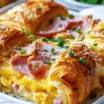Ham and Cheese Croissant Breakfast Casserole Delight