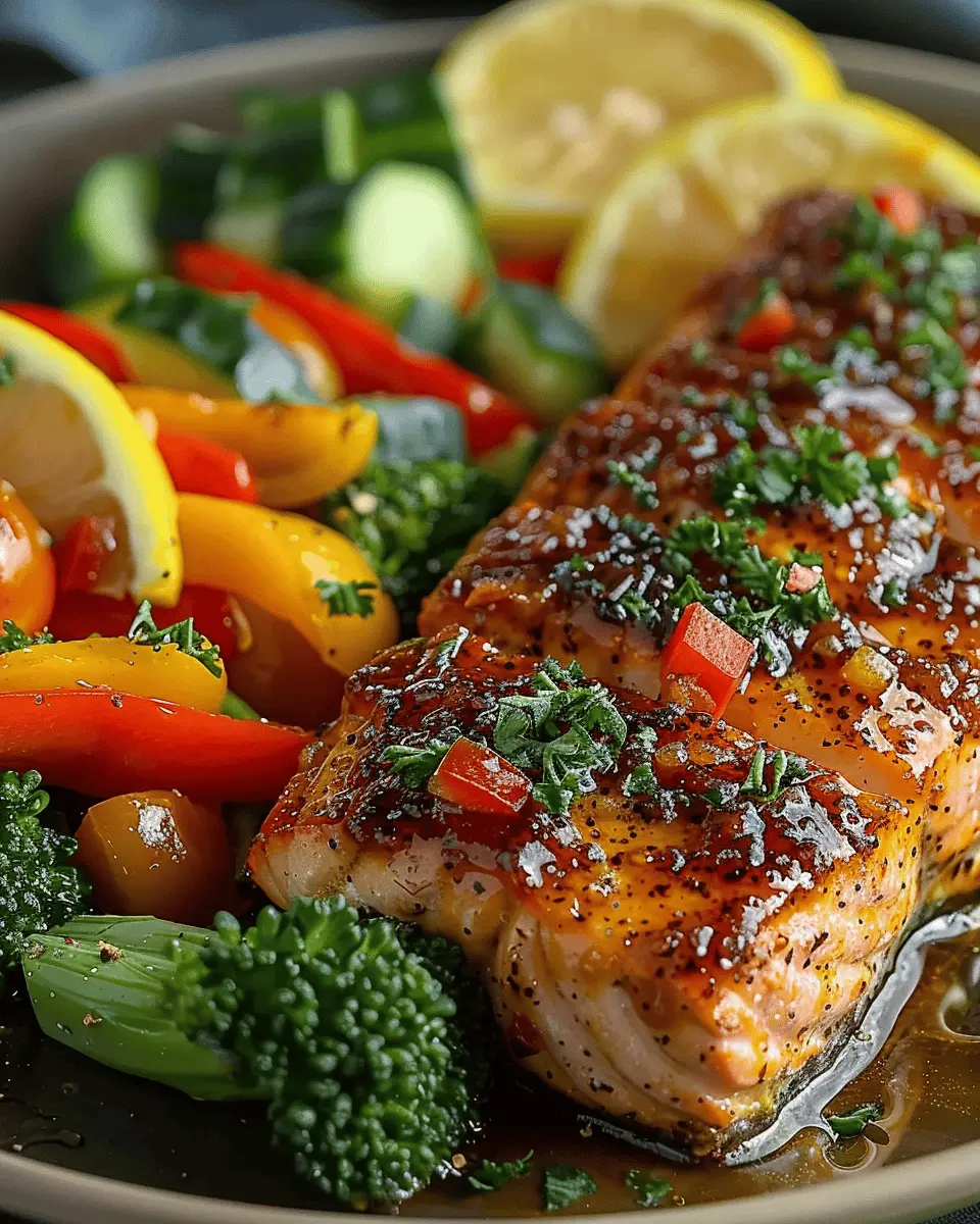 Honey Mustard Glazed Salmon: A Juicy Delight with Colorful Veggies
