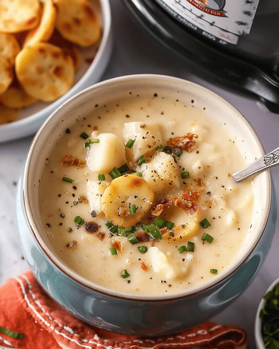 Slow Cooker Creamy Potato Soup with Turkey Bacon and Chicken Ham