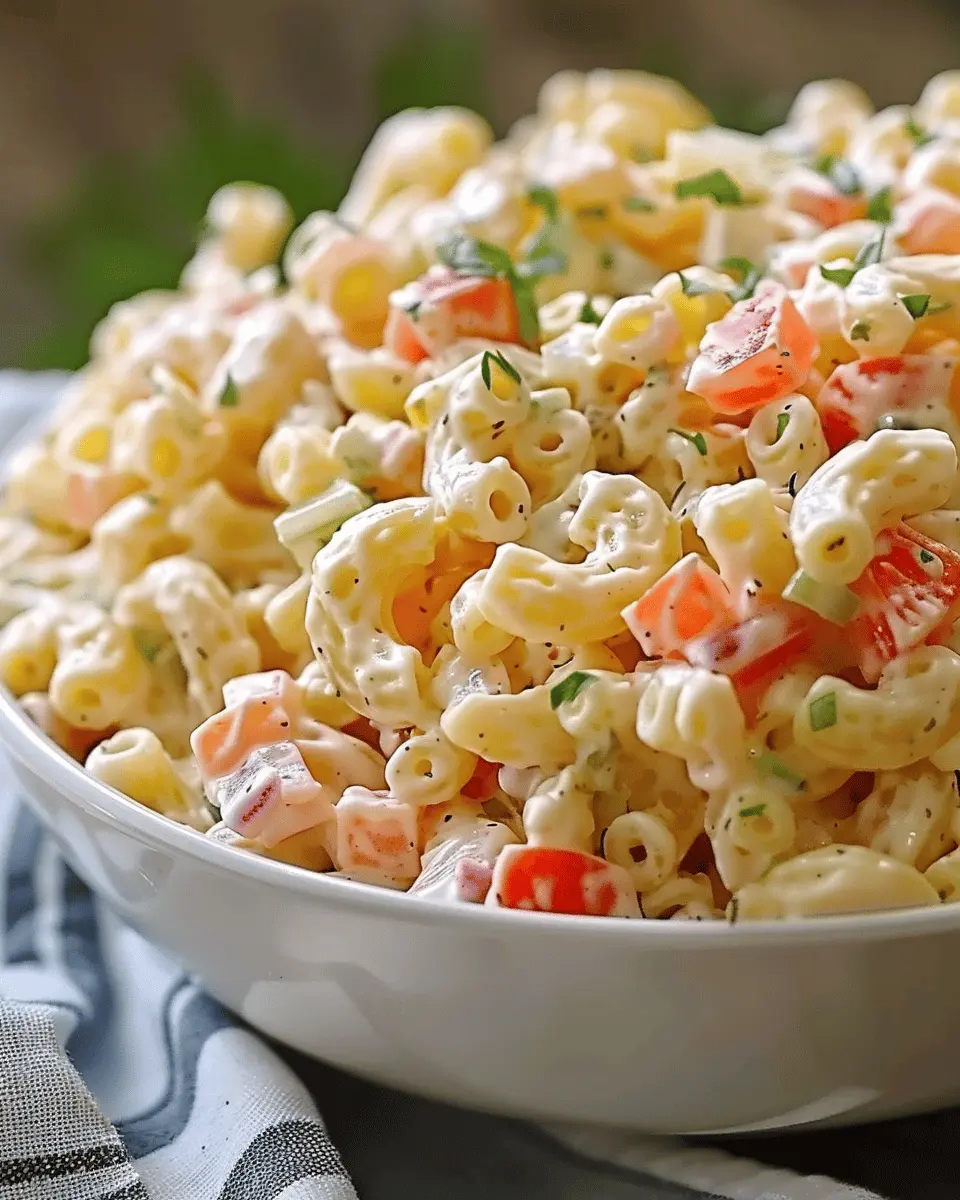 Ultimate Best Macaroni Salad with Turkey Bacon and Chicken Ham