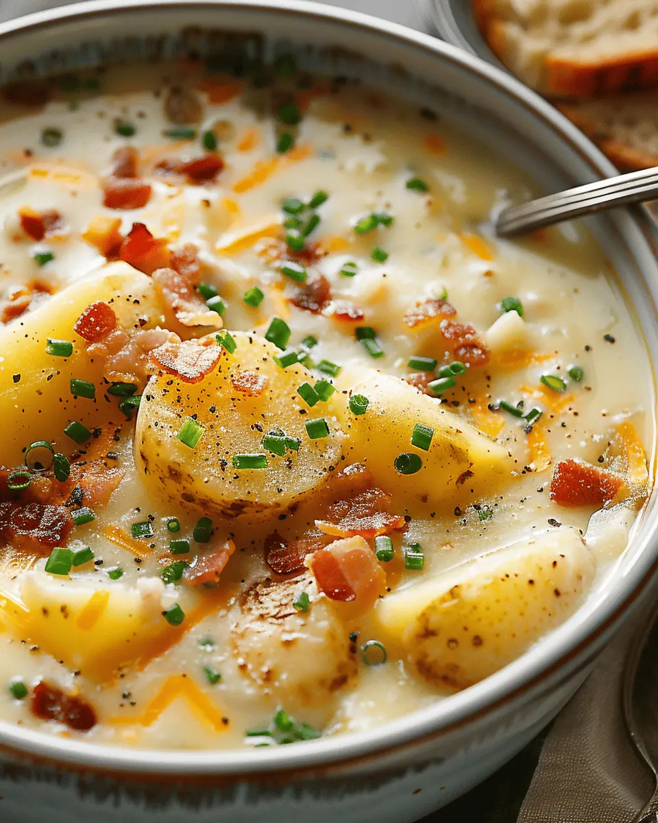 Hearty and Creamy Crockpot Potato Soup with Turkey Bacon Delight