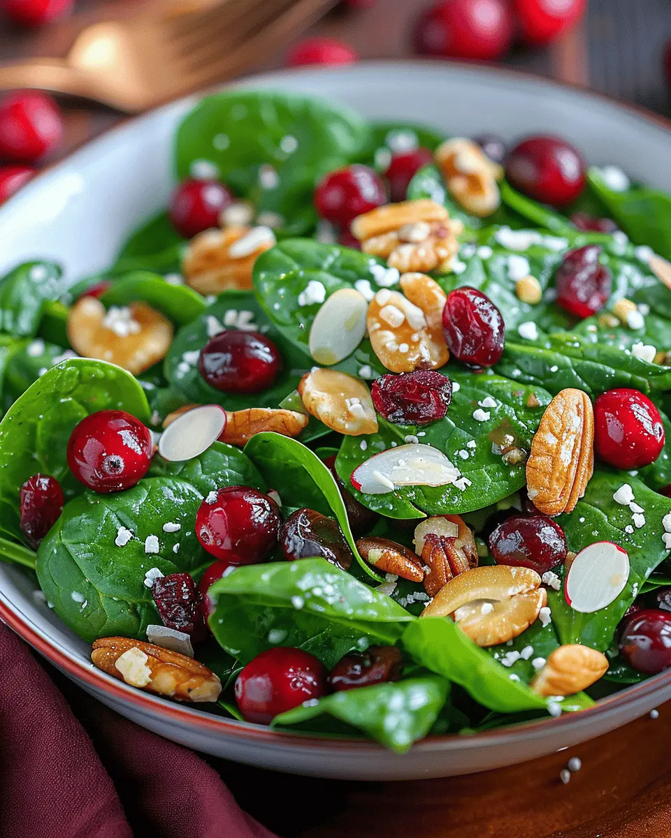 Delicious Christmas Cranberry Spinach Salad with Turkey Bacon Treats