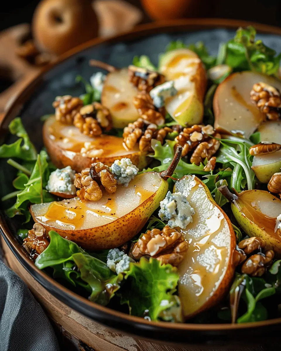 Autumn Pear and Gorgonzola Salad with Candied Walnuts Delight