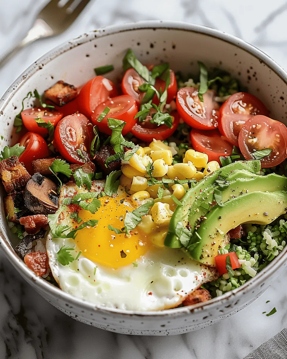 Hearty Breakfast Bowl: A Nutritious Start with Turkey Bacon and Chicken Ham