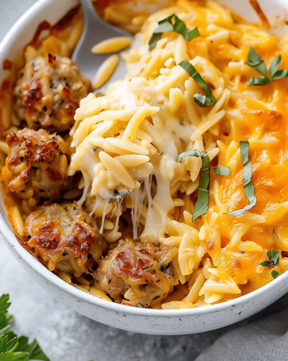Cheesy Orzo Delight: Creamy Comfort with Turkey Bacon and Chicken Ham