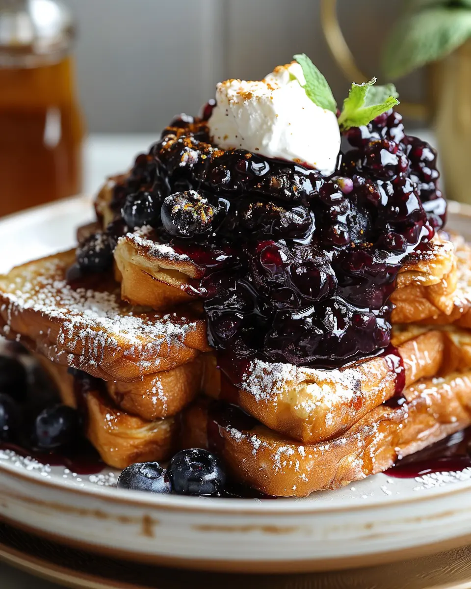 Brioche French Toast: Indulgent Blueberry Compote &amp; Crème Fraîche Recipe