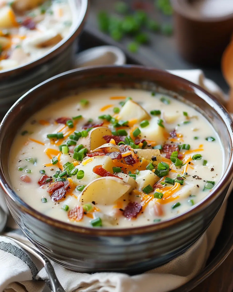 Loaded Creamy Potato Soup Recipe: Indulgent Comfort with Turkey Bacon and Chicken Ham