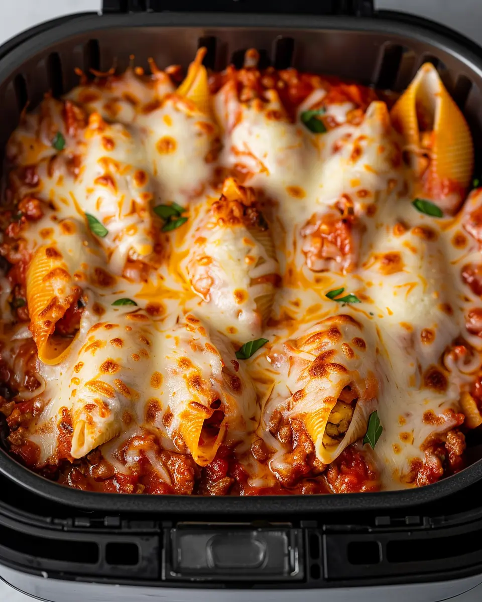 Air Fryer Italian Baked Stuffed Shells with Turkey Bacon Bliss