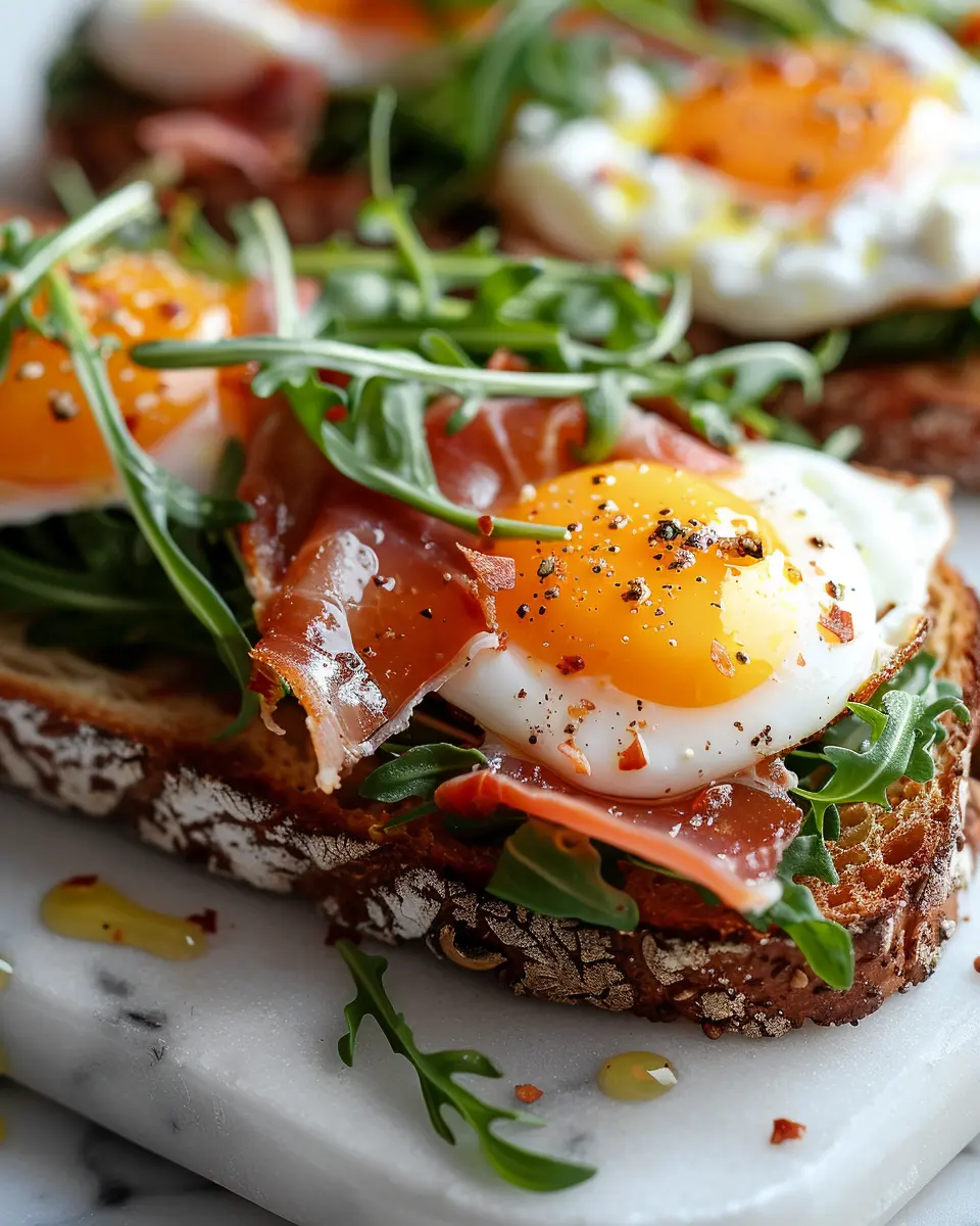 Fried Egg Yolk, Burrata, and Prosciutto Toast Recipe: Indulgent Delight