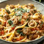 Healthy Creamy Tuscan Sausage Pasta