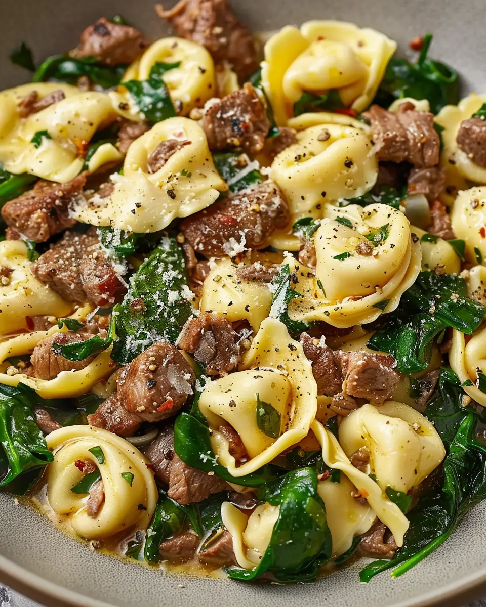 Garlic Butter Beef and Spinach Tortellini: A Quick Indulgent Meal