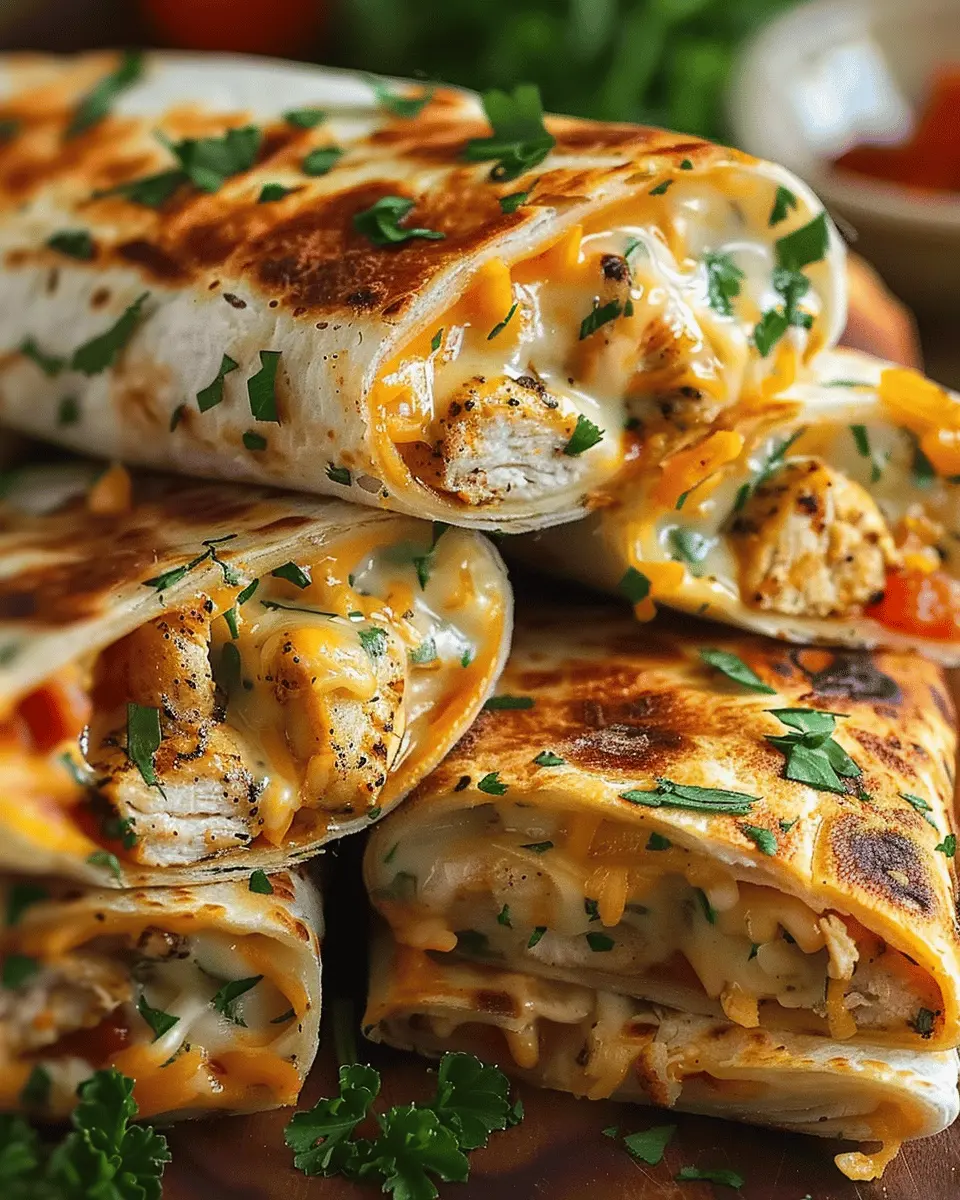 Ooey-Gooey Cheesy Garlic Chicken Wraps for Easy Family Dinners
