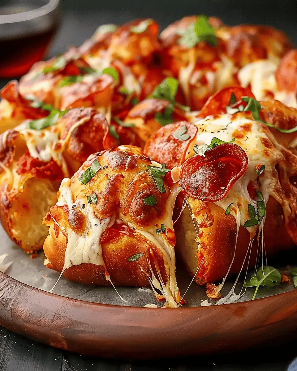 Pull Apart Pizza Monkey Bread with Turkey Bacon and Chicken Ham