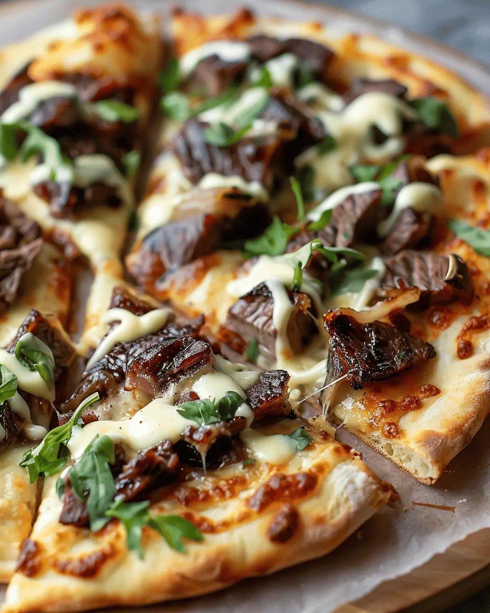 Unique Short Rib Pizza: Indulgent Smoked Gouda Cream Sauce Delight