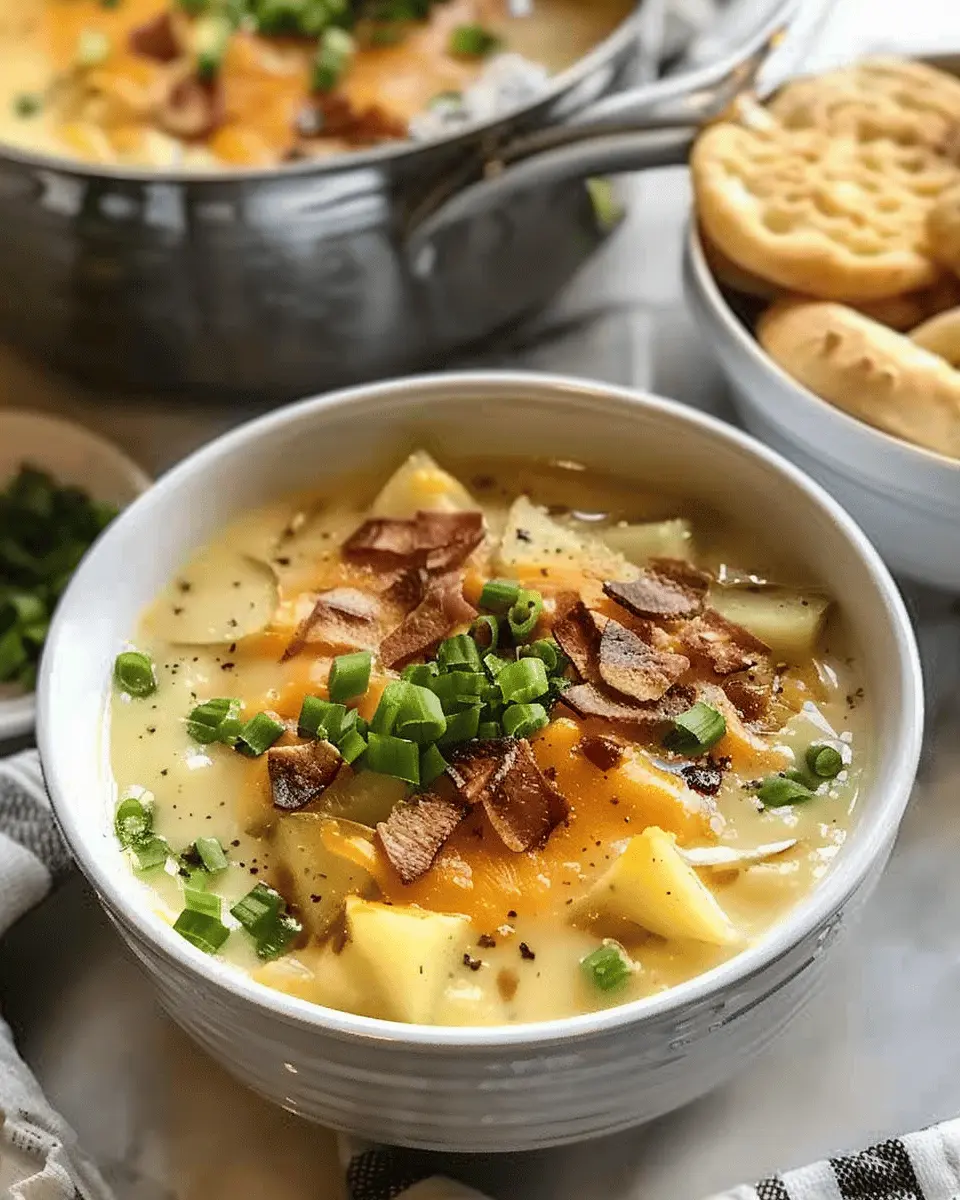 Cheesy Potato Crockpot Soup: Easy Comfort Food with Turkey Bacon