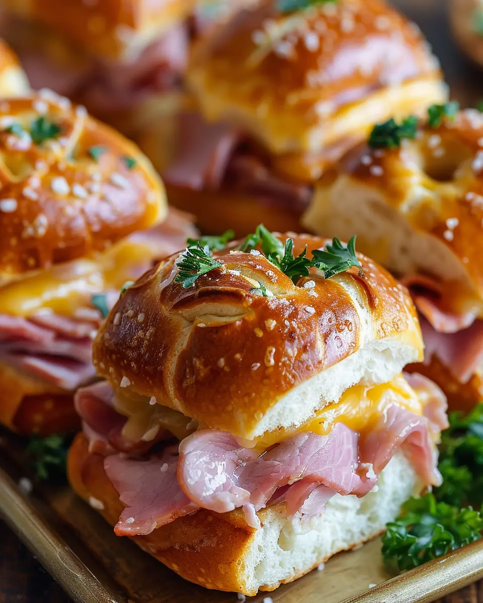 Ham and Cheese Pretzel Hawaiian Roll Sliders: Easy Chicken Ham Delight