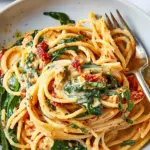 Spaghetti & Spinach with Sun-Dried Tomato Cream Sauce