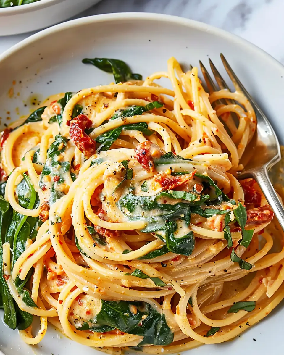 Spaghetti &amp; Spinach: Easy Sun-Dried Tomato Cream Sauce Delight