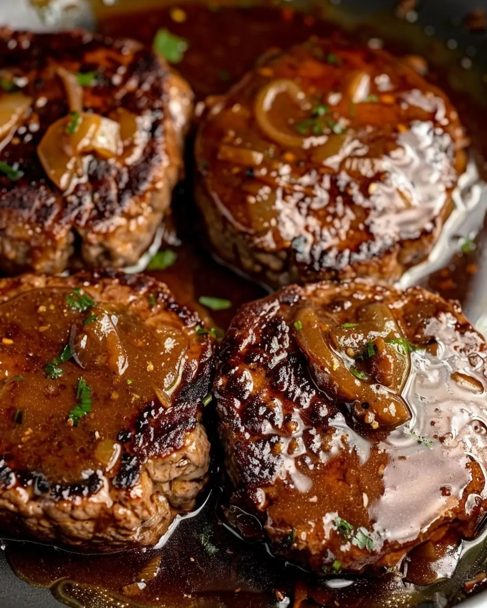 The Best Salisbury Steak with Turkey Bacon and Savory Gravy