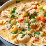 Creamy Parmesan Cajun Chicken Pasta Soup