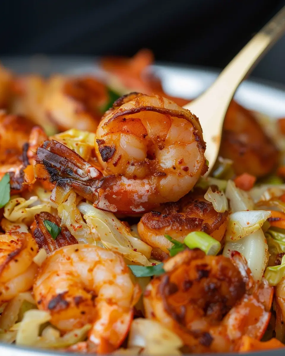 Best Southern Fried Cabbage with Shrimp and Turkey Bacon Twist