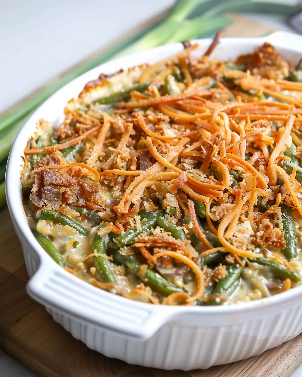 Irresistible Campbells Green Bean Casserole with Turkey Bacon Delight