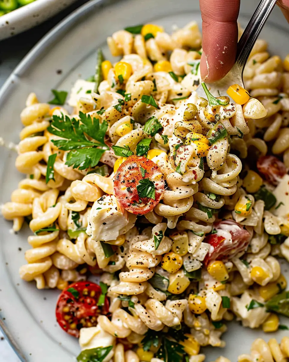Creamy Street Corn Pasta Salad: Easy Recipe with Turkey Bacon