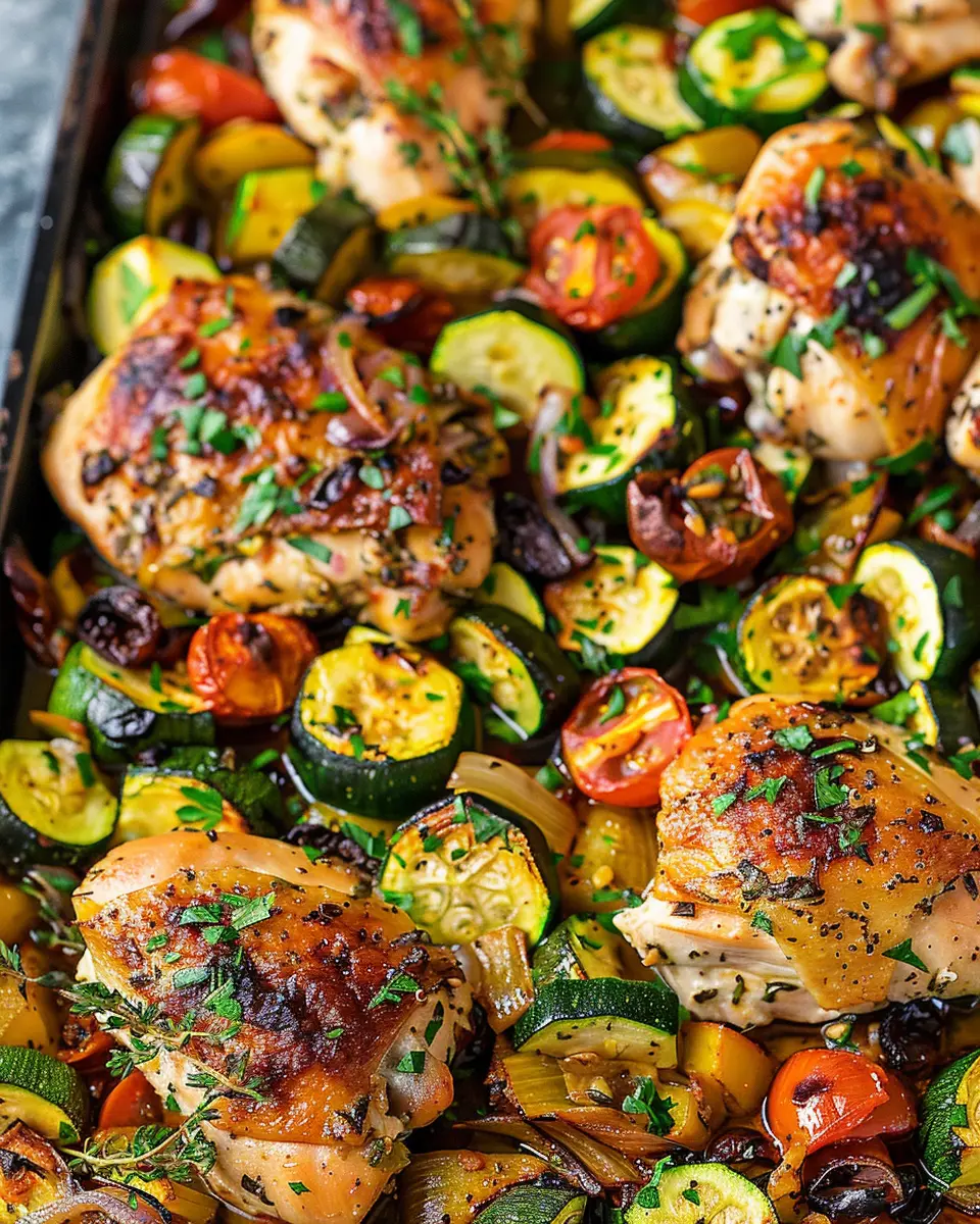 Sheet Pan Mediterranean Chicken &amp; Zucchini: Easy One-Pan Delight