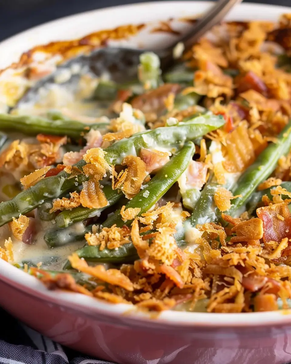 Campbells Green Bean Casserole Recipe with Turkey Bacon Twist