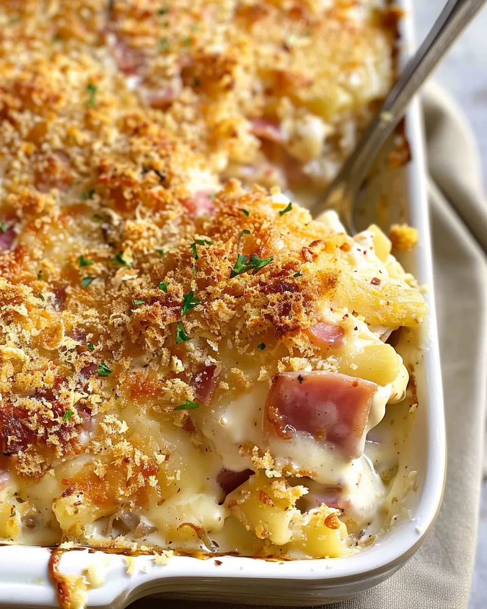 Chicken Cordon Bleu Casserole with Turkey Bacon and Chicken Ham