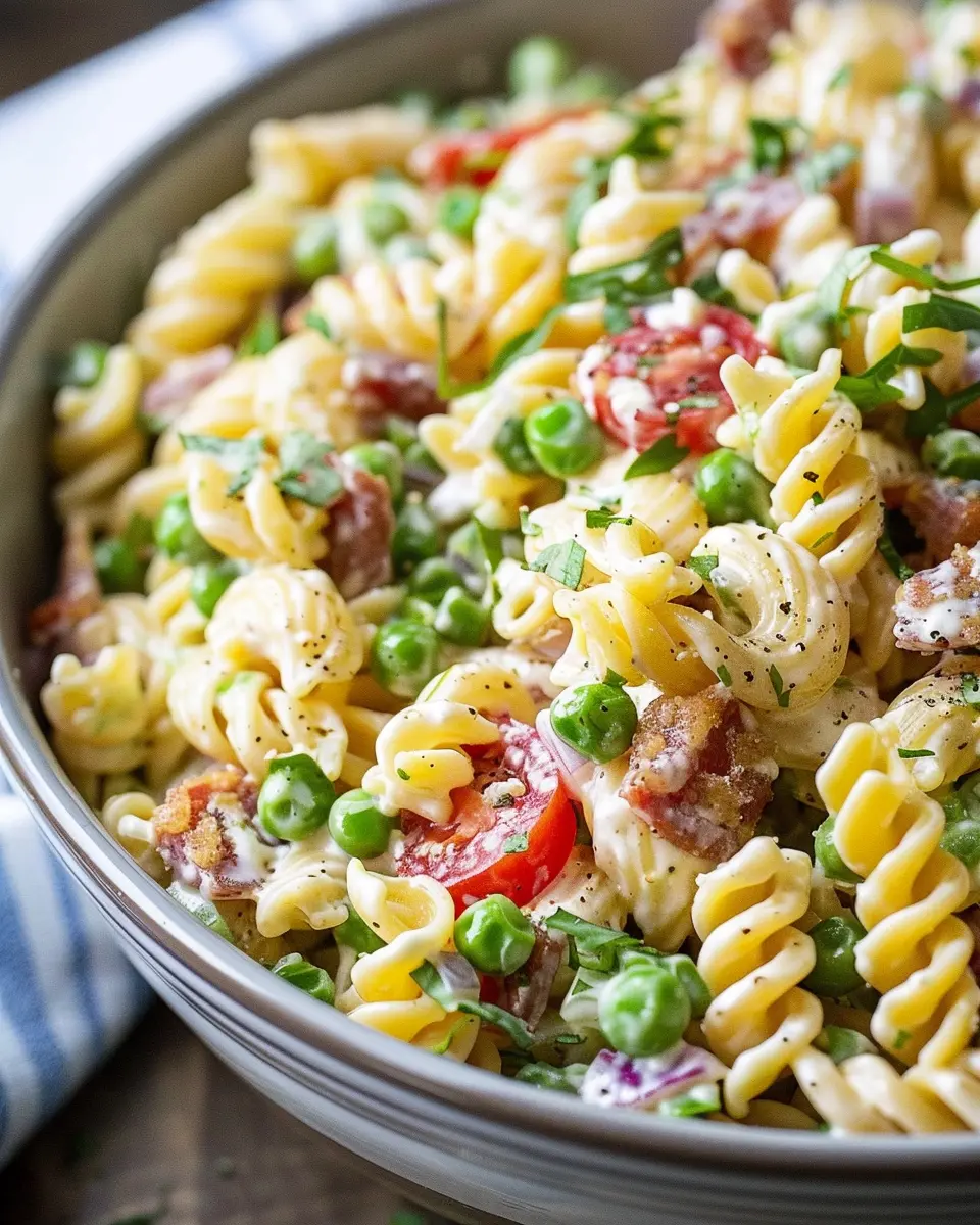 Creamy Pasta Salad with Turkey Bacon and Chicken Ham Delight
