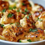 Garlic Butter Chicken Bites with Savory Creamy Parmesan Pasta