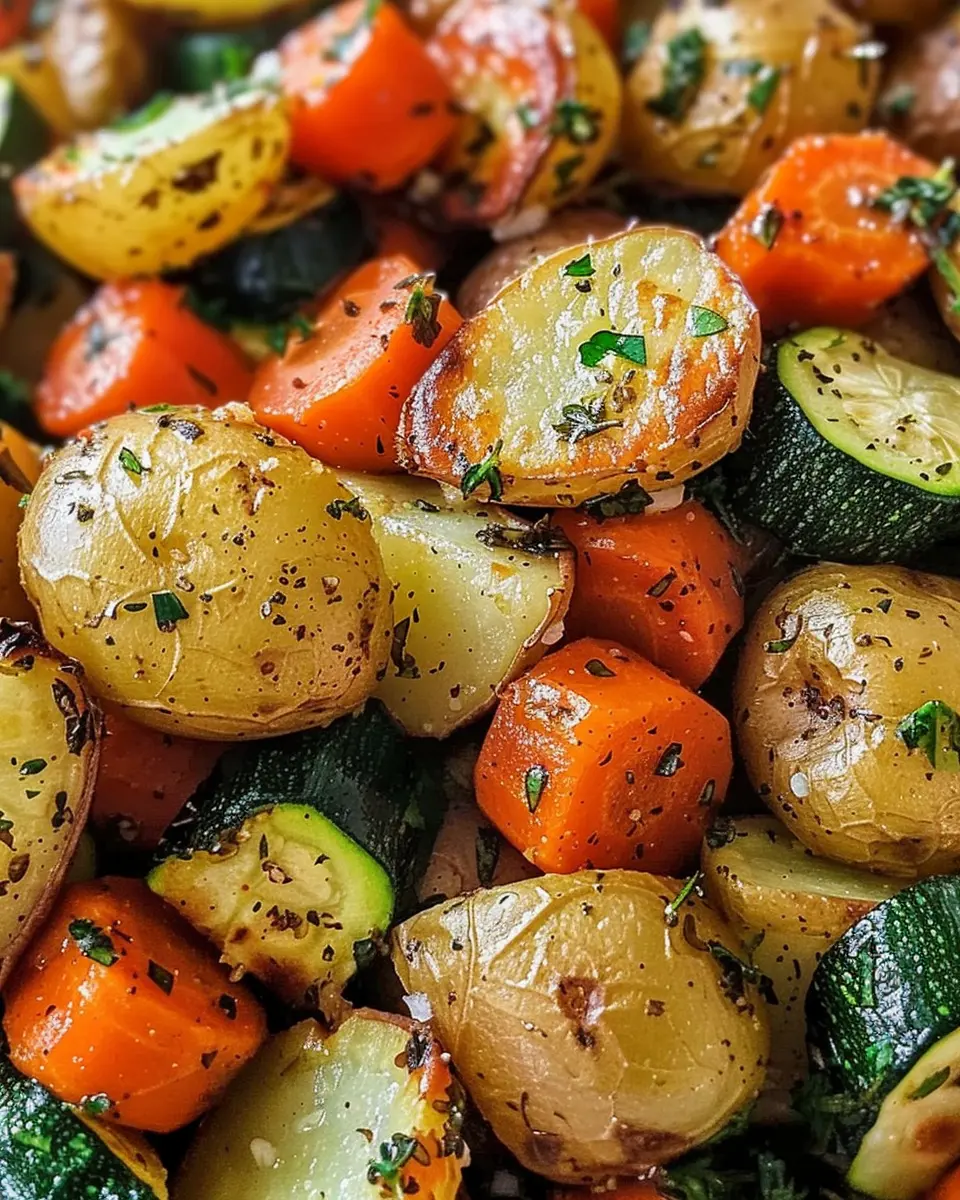 Garlic Herb Roasted Potatoes, Carrots, and Zucchini: A Simple Delight