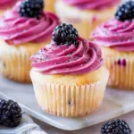 Lemon Poppy Seed Cupcakes with Blackberry Frosting