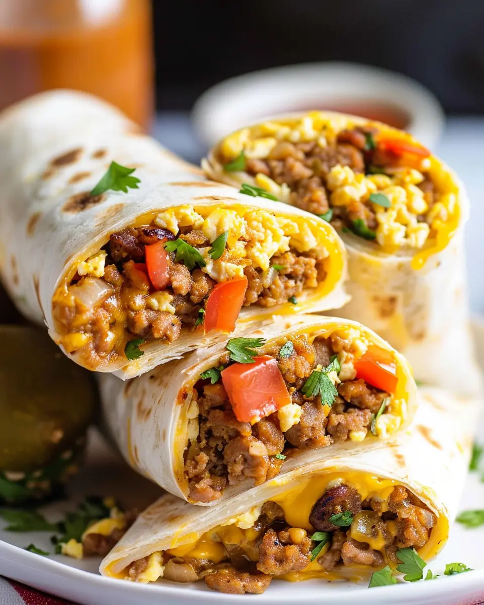 Sausage Egg and Cheese Breakfast Burritos: Easy Turkey Bacon Delight