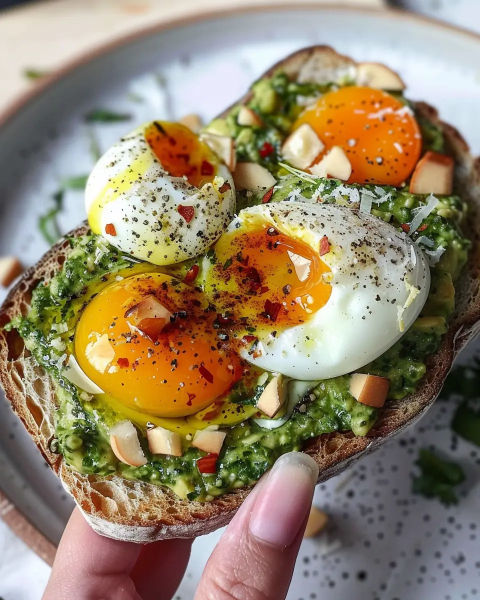 Jammy Egg Avocado Pesto Toast with Turkey Bacon: A Healthy Delight