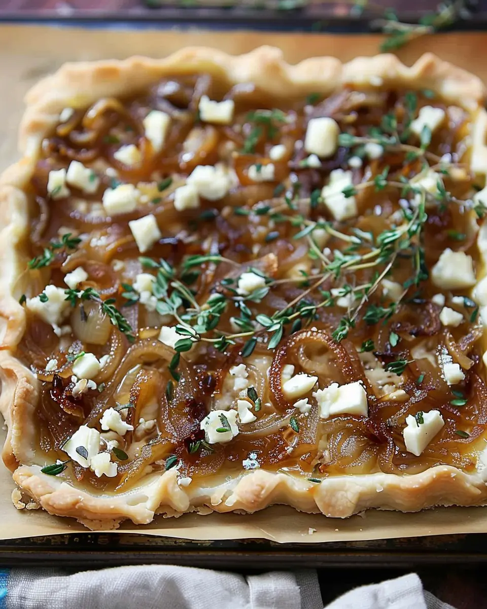 Caramelized Onion Tart: Indulgent Bite with Gorgonzola and Brie