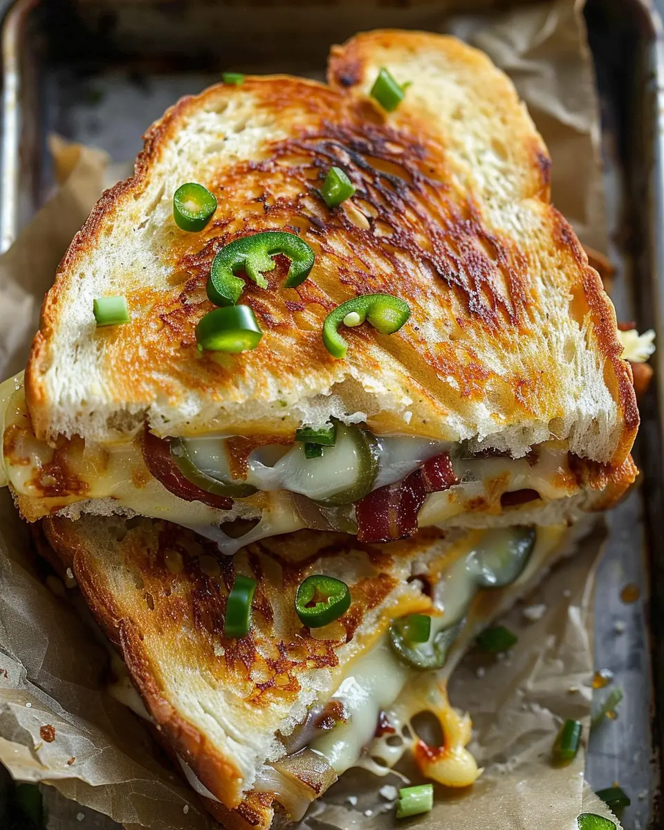 Roasted Jalapeno Popper Grilled Cheese with Turkey Bacon Delight