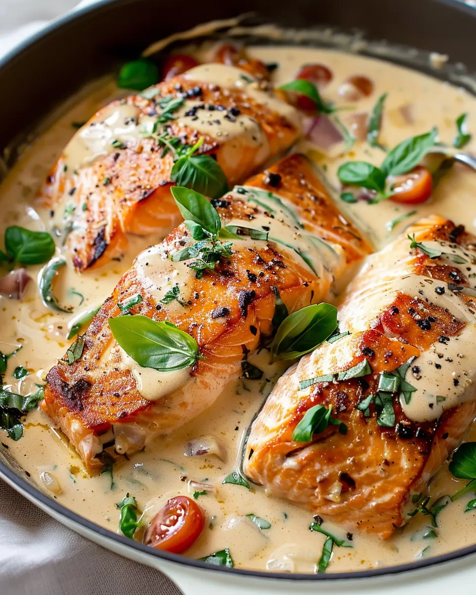 Tuscan Salmon with Parmesan Cream Sauce: A Rich and Indulgent Delight