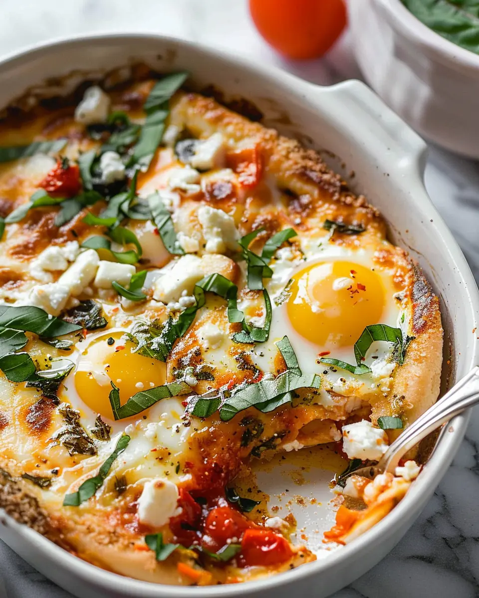 Baked Feta Eggs: Easy Comfort with Turkey Bacon and Chicken Ham